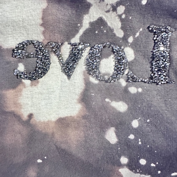 Zara Street Distressed LOVE sweatshirt Acid Bleached Tan Cream Brown SZ 5 Hoodie - Picture 11 of 14